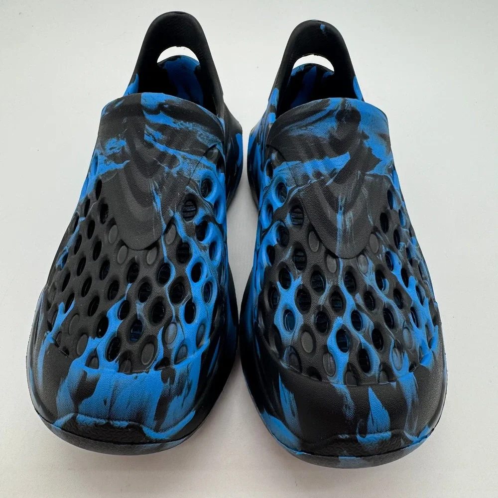 Shark Youth Water Shoes Blue Black Camo Slip On Drainage Shoes Size 13